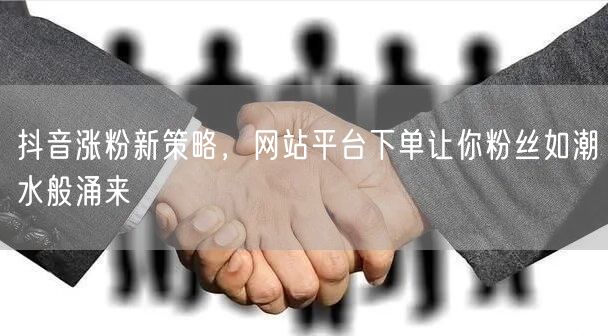 抖音涨粉新策略，网站平台下单让你粉丝如潮水般涌来