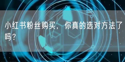 小红书粉丝购买，你真的选对方法了吗？