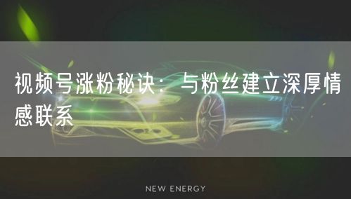 视频号涨粉秘诀：与粉丝建立深厚情感联系