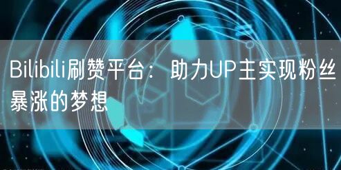 Bilibili刷赞平台：助力UP主实现粉丝暴涨的梦想