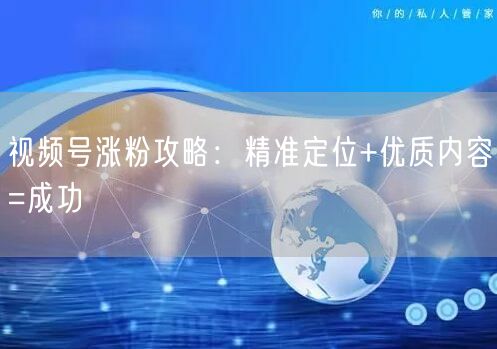视频号涨粉攻略：精准定位+优质内容=成功