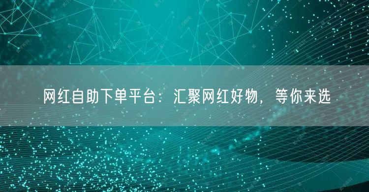 网红自助下单平台：汇聚网红好物，等你来选